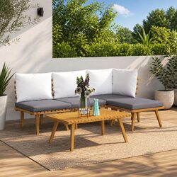 Garden Lounge Set 5 Piece Outdoor Furniture Patio Acacia Wood with Cushions