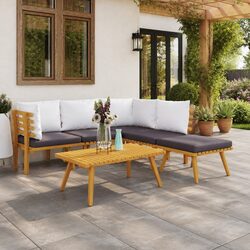 Garden Lounge Set 6 Piece Outdoor Patio Furniture Acacia Wood with Cushions