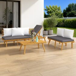 3 Piece Garden Lounge Set with Cushions Solid Wood Acacia Outdoor Furniture