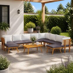 Outdoor Lounge Set - 11 Piece Acacia Wood Patio Furniture