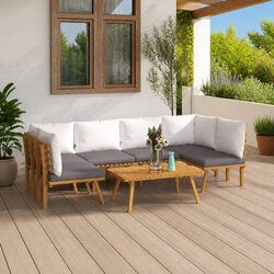 7 Piece Garden Lounge Set Outdoor Furniture Solid Wood Acacia with Cushions