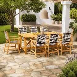 9 Piece Outdoor Dining Set with Acacia Wood Furniture