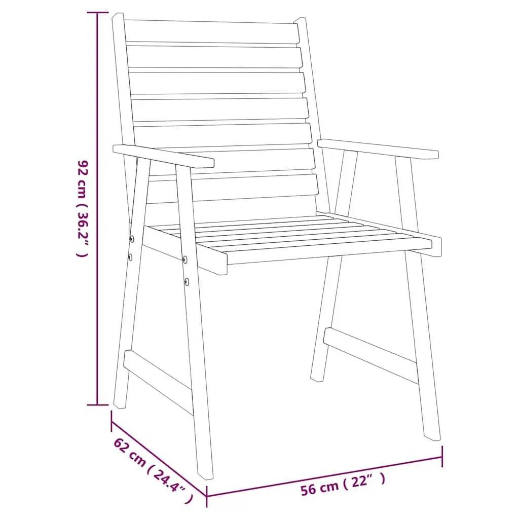 Outdoor Dining Set 5 Piece Brown Acacia Wood Sturdy Table and Slatted Chairs
