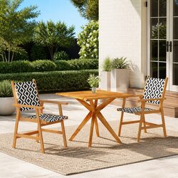 Garden Dining Set 3 Piece Outdoor Patio Furniture Solid Wood Brown