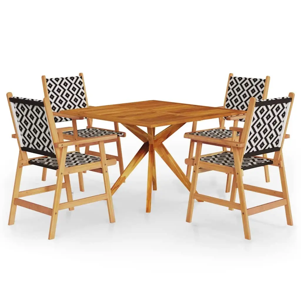 Garden Dining Set 5 Piece Solid Acacia Wood Outdoor Patio Furniture
