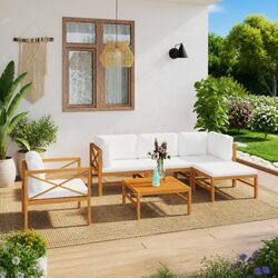 Garden Lounge Set 6 Piece Outdoor Furniture with Cushions Patio Seating