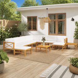 Garden Lounge Set 12 Piece Outdoor Furniture Patio Sofa with Cushions Teak Wood
