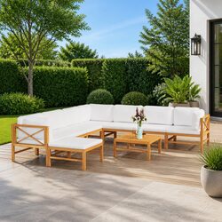 Elegant 9 Piece Outdoor Lounge Set with Cream Cushions