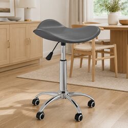 Grey Faux Leather Swivel Chair for Modern Dining Spaces