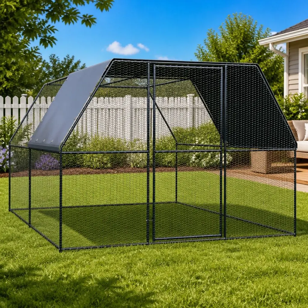 Outdoor Chicken Cage Galvanised Steel Large Animal Aviary Enclosure Spacious
