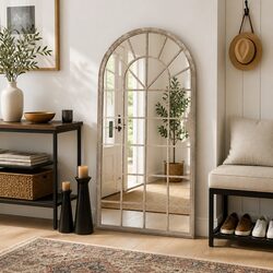 Brighten Your Space with a Cream Iron Frame Mirror 90x45 cm