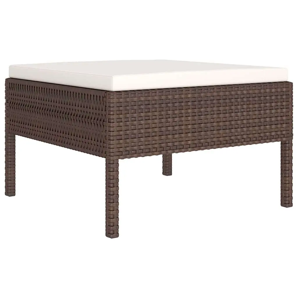 Garden Lounge Set 9 Piece Outdoor Patio Furniture Poly Rattan Brown Weather Resistant