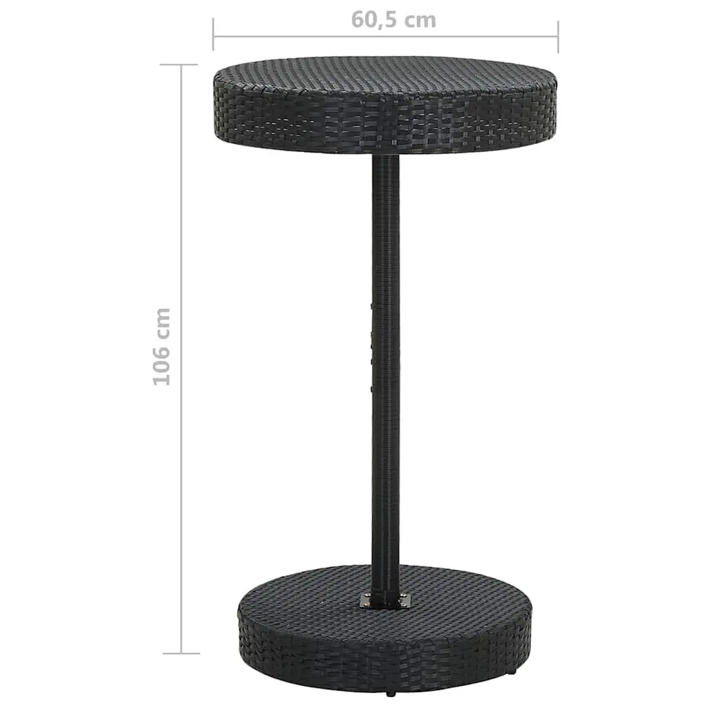 3 Piece Garden Bar Set Black Outdoor Rattan Table Stools with Cushions