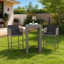 Grey Rattan Outdoor Bar Set for Perfect Gatherings