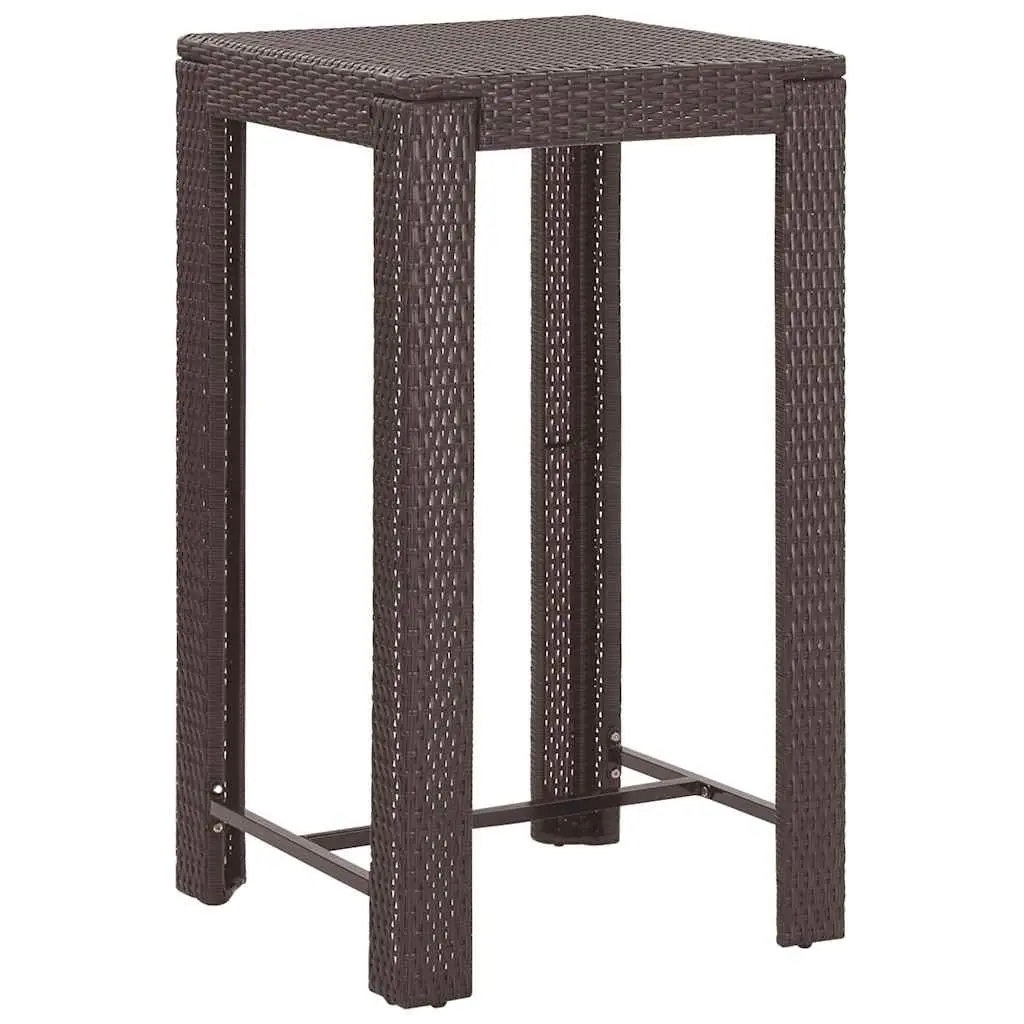 5 Piece Outdoor Bar Set Brown Weather-resistant PE Rattan Garden Bar Table and Stools with Cushions