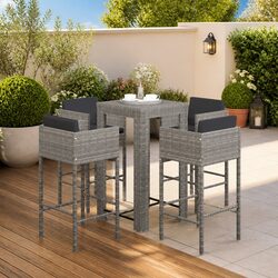 Stylish Garden Bar Set - 5 Pieces with Cushions