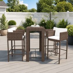 Stylish 5 Piece Outdoor Bar Set with Cushions