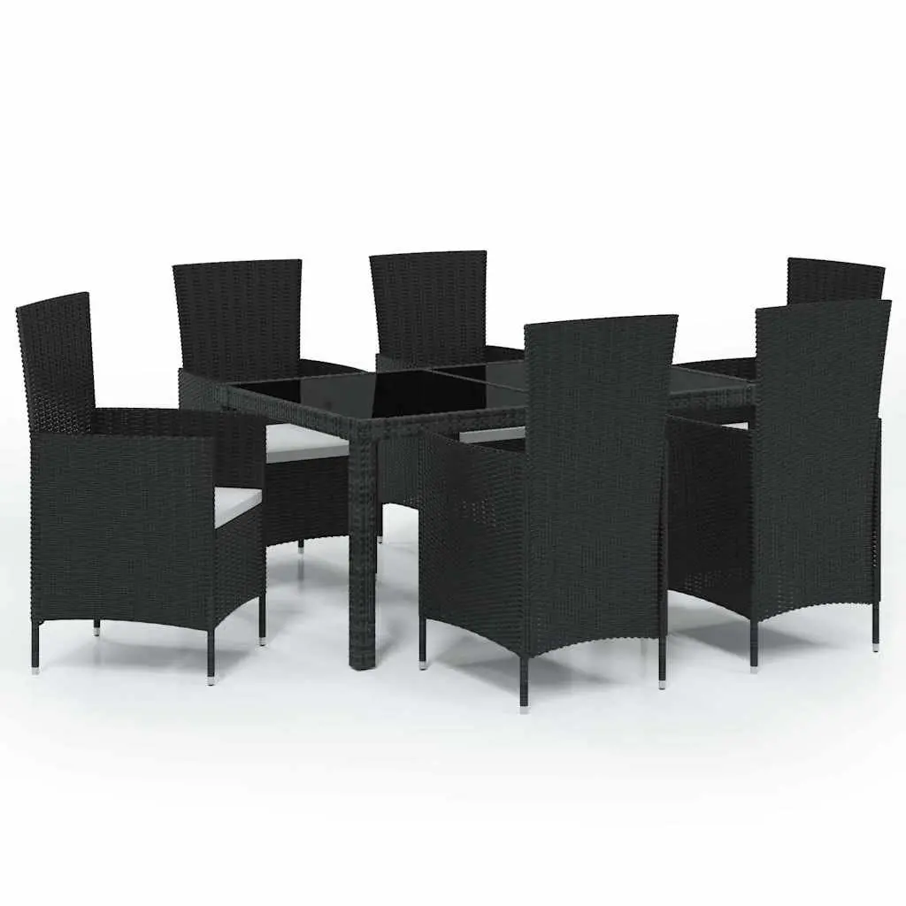 Garden Furniture Set 7 Piece Outdoor Dining Black PE Rattan Steel Frame