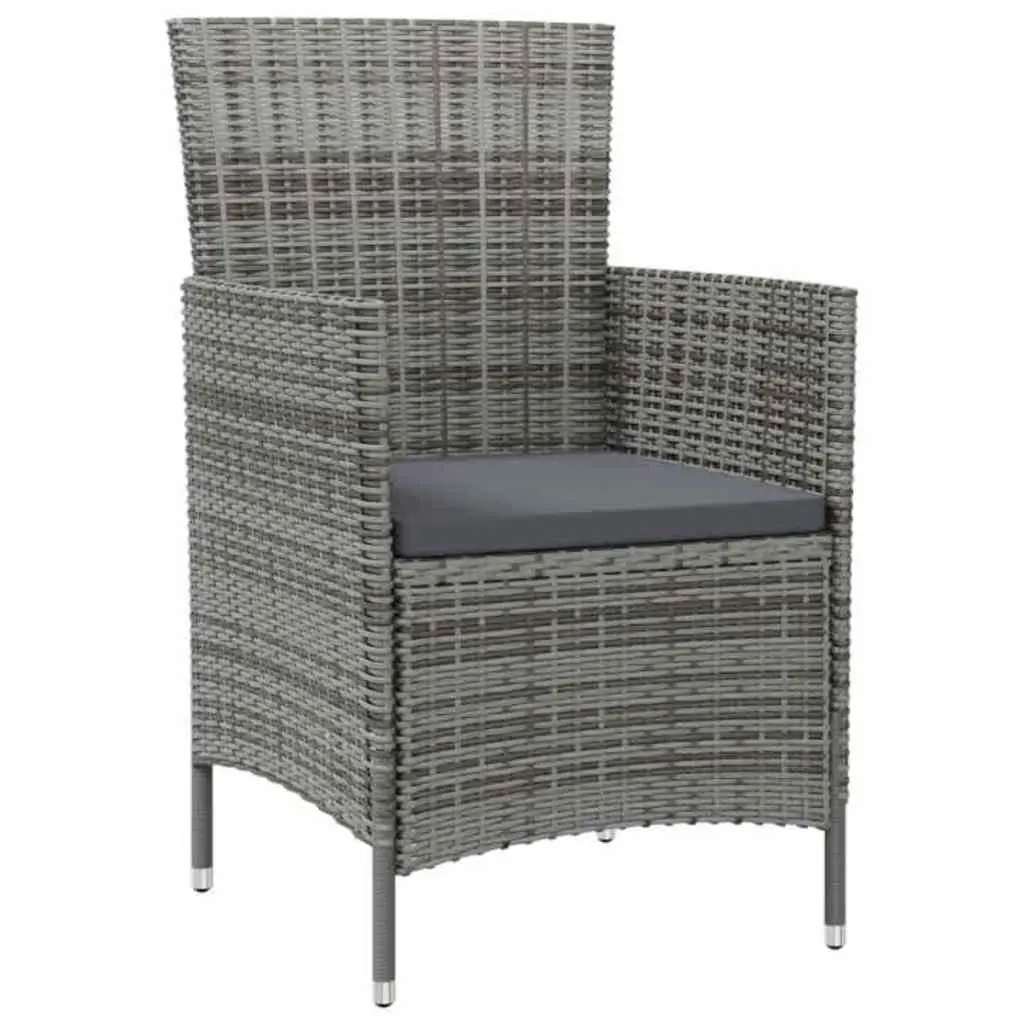 Outdoor Dining Set 5 Piece Grey PE Rattan Steel Frame with Removable Cushions