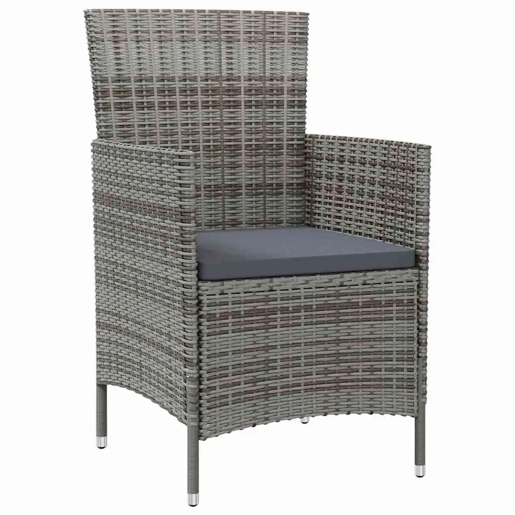Outdoor Dining Set 7 Piece Grey PE Rattan Steel Frame