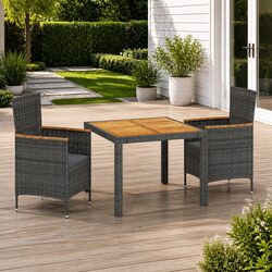 Stylish Grey 3 Piece Rattan Dining Set for Outdoor Spaces