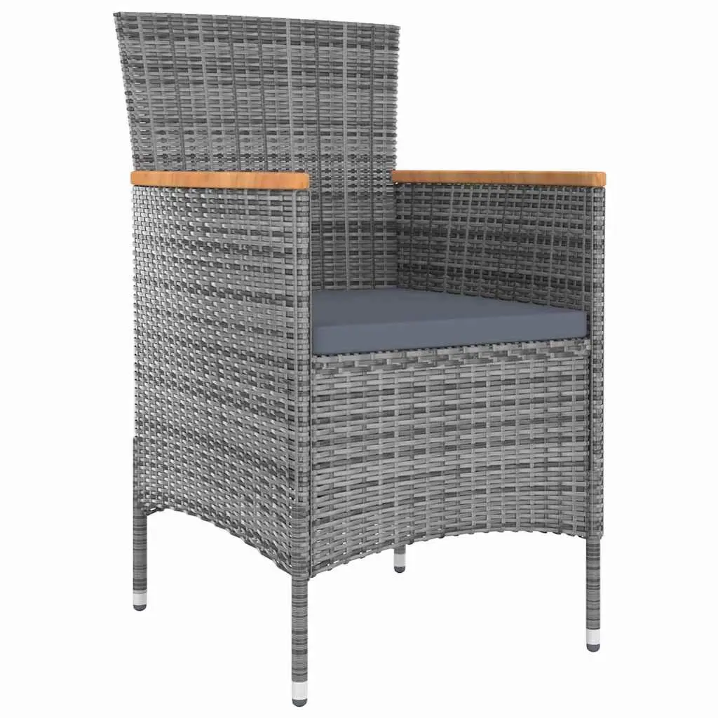 5 Piece Garden Furniture Set Poly Rattan Outdoor Dining with Cushions Grey