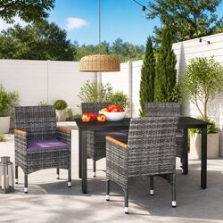 Stylish 5 Piece Grey Rattan Dining Set for Your Outdoors