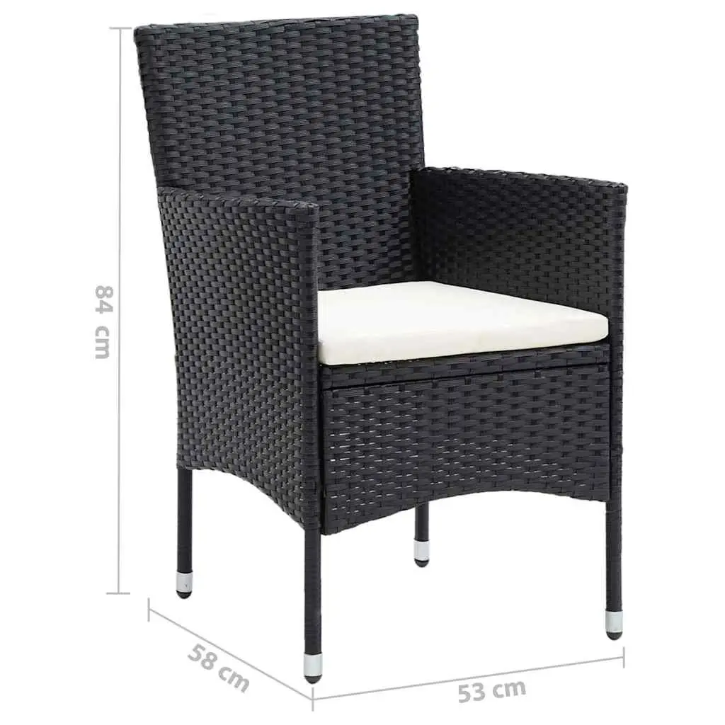 Garden Dining Set 5 Piece Outdoor Furniture Patio Table with WPC Top and Cushions Black