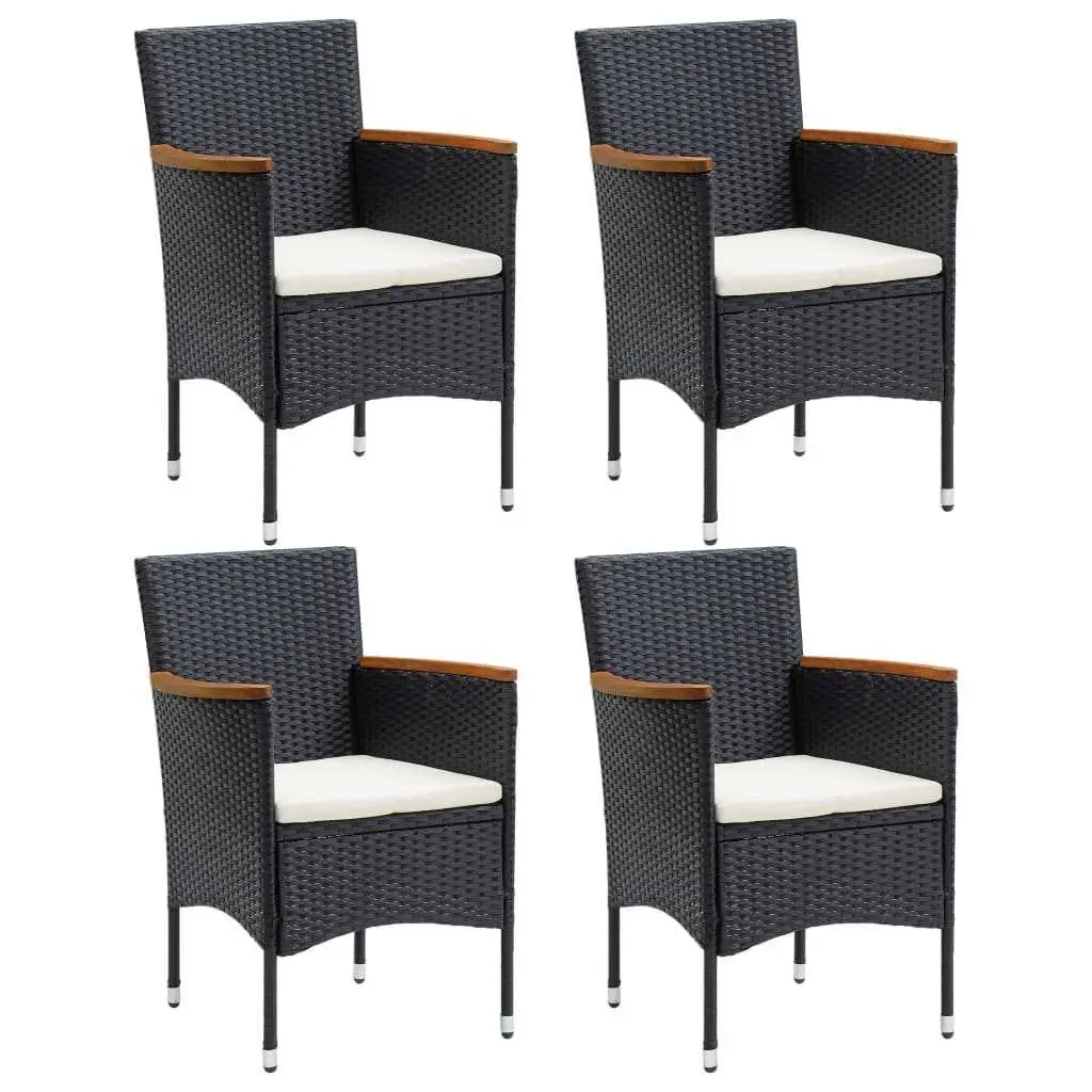 Outdoor Patio Furniture Set 5 Piece Lightweight Weather Resistant Poly Rattan Dining Set with Cushions and WPC Table