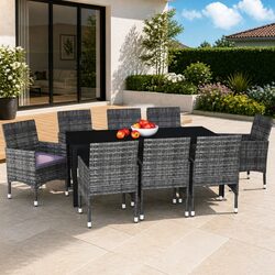 Stylish 9-Piece Outdoor Dining Set with Comfy Cushions