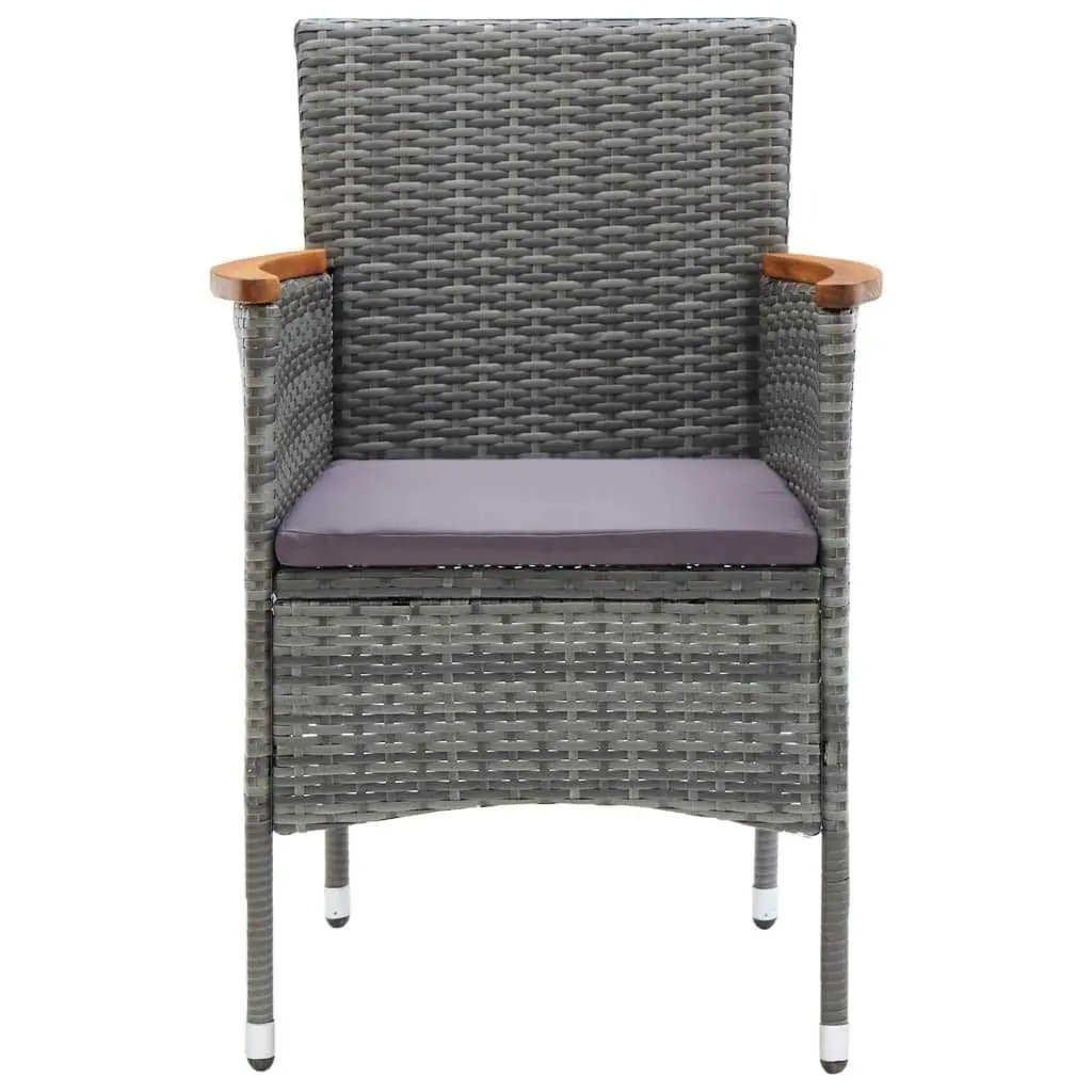 Outdoor Patio Furniture Set 7 Piece Grey PE Rattan Steel with Cushions for Garden and Balcony