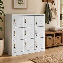 2 Grey Locker Cabinets for Stylish Office Organisation