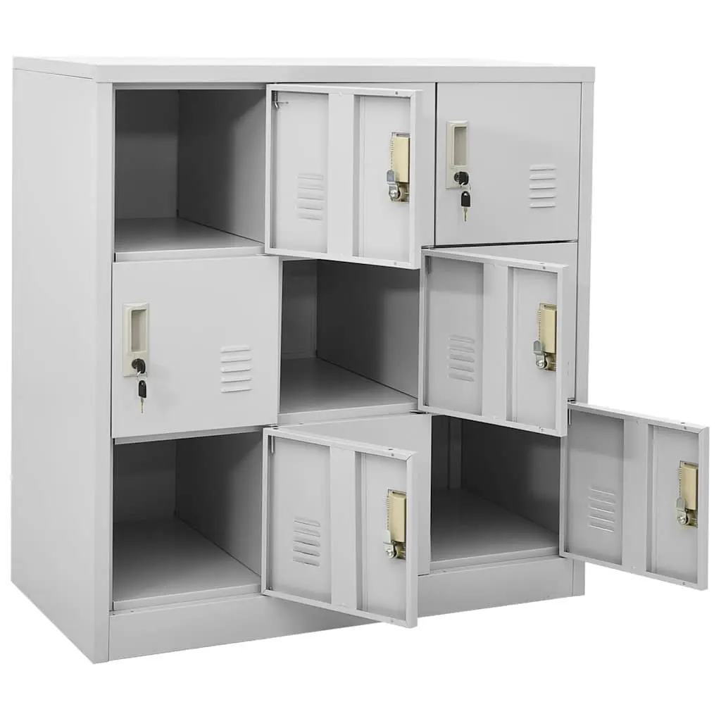 Steel Locker Cabinet Storage 2 Piece Grey Office Cupboard Organiser with Locks