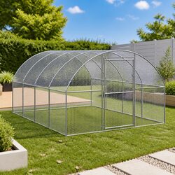 Outdoor Chicken Coop 3x4x2m Galvanised Steel Poultry Enclosure Run Housing