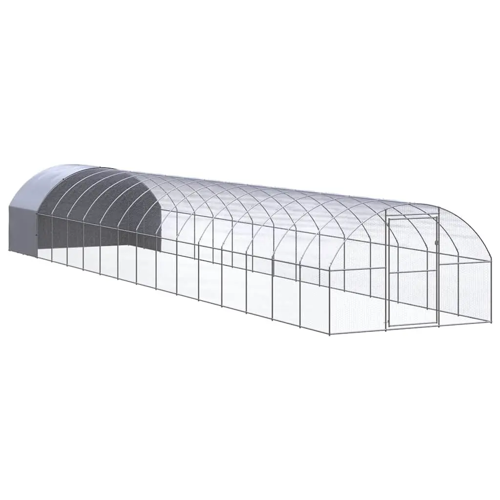 Outdoor Chicken Coop 3x16m Galvanised Steel Wire Mesh Poultry Run Enclosure