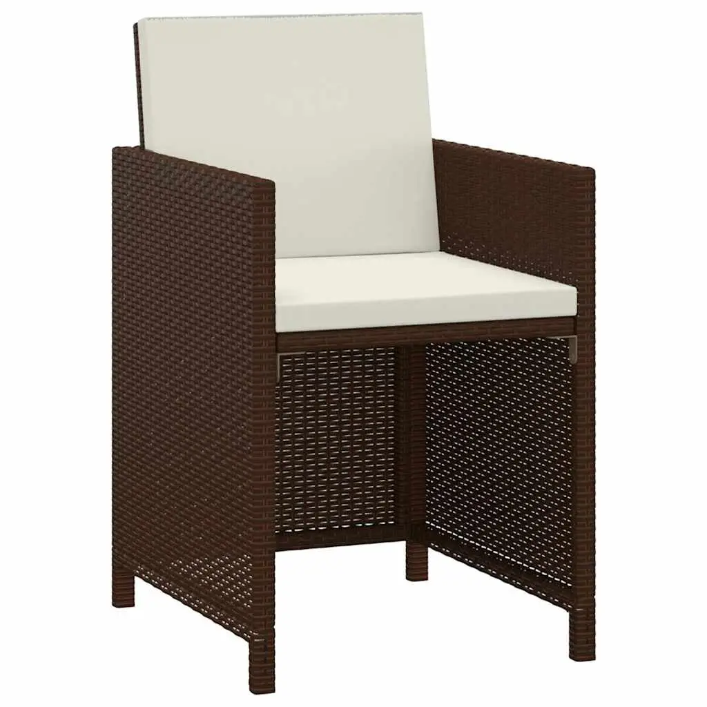 3 Piece Garden Dining Set Brown Weather-Resistant PE Rattan Outdoor Table Chairs with Cushions