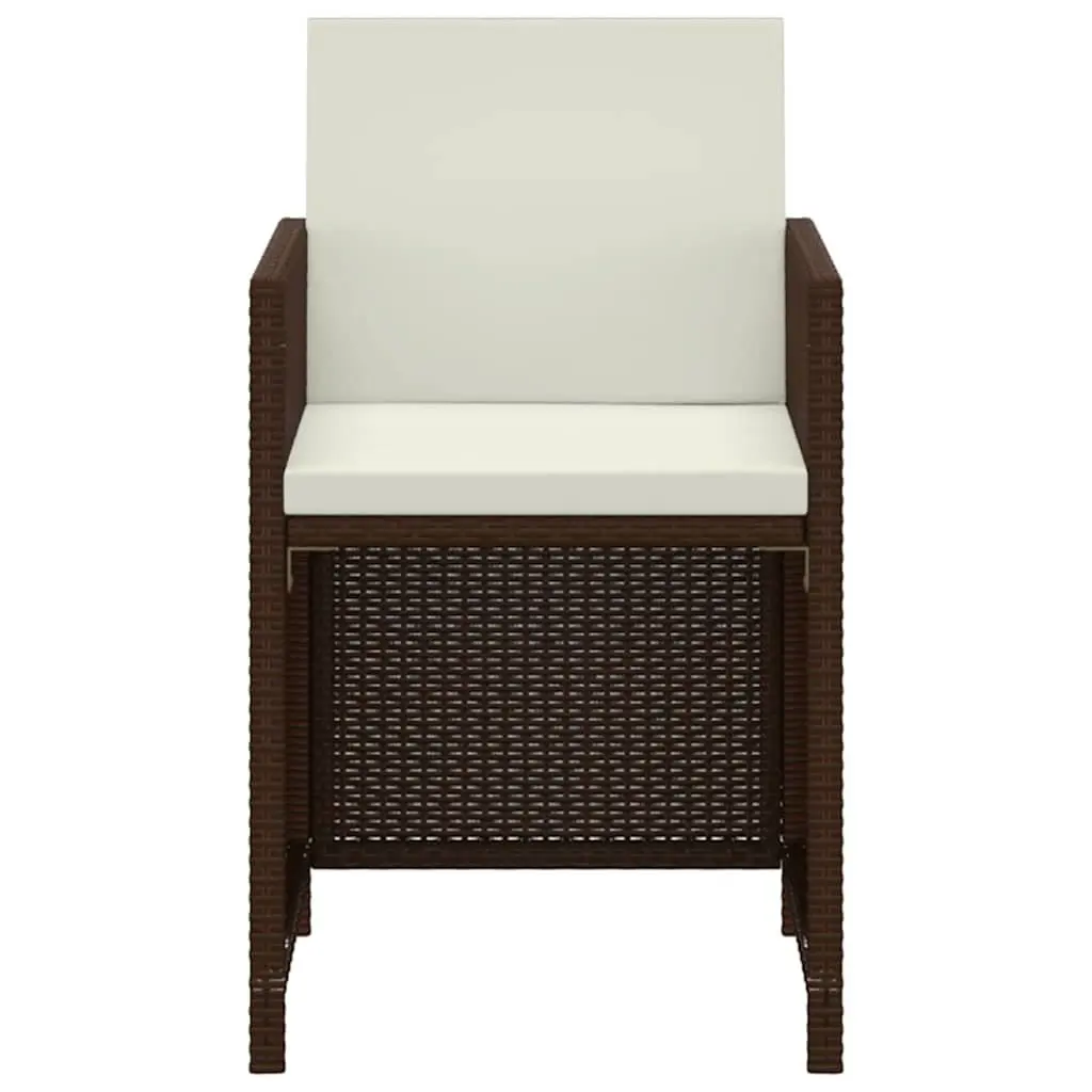 3 Piece Garden Dining Set Brown Weather-Resistant PE Rattan Outdoor Table Chairs with Cushions