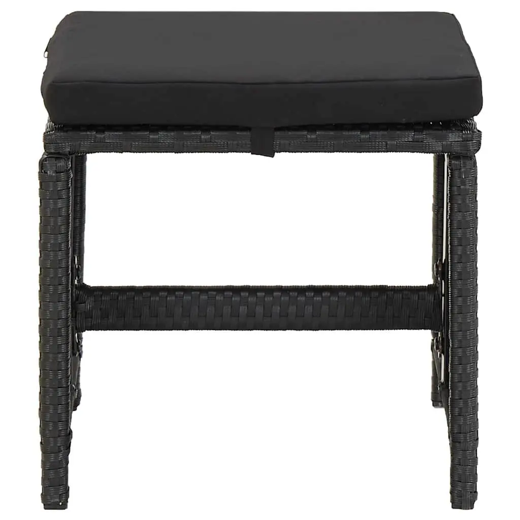 5 Piece Outdoor Garden Dining Set Black PE Rattan Table with Cushions