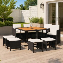 Stylish 9 Piece Garden Dining Set for Outdoor Relaxation