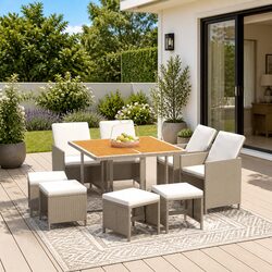 Beige Garden Dining Set for Elevated Outdoor Living