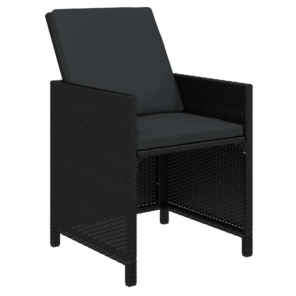 Poly Rattan Garden Dining Set 19 Piece Outdoor Furniture Black with Cushions