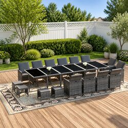 Elevate Your Outdoor Space with a 19 Piece Grey Dining Set