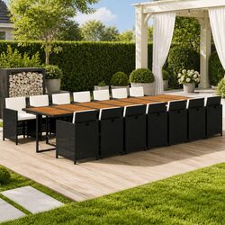 Stylish 15-Piece Black Garden Dining Set
