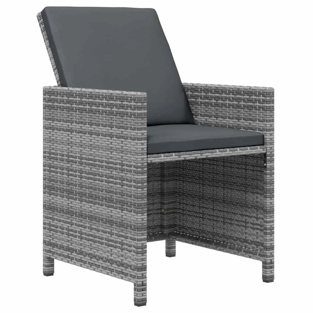 Outdoor Furniture Dining Set 21 Piece Grey Poly Rattan with Cushions Patio Garden