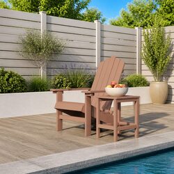 Stylish Brown Adirondack Chair with Table for Your Garden