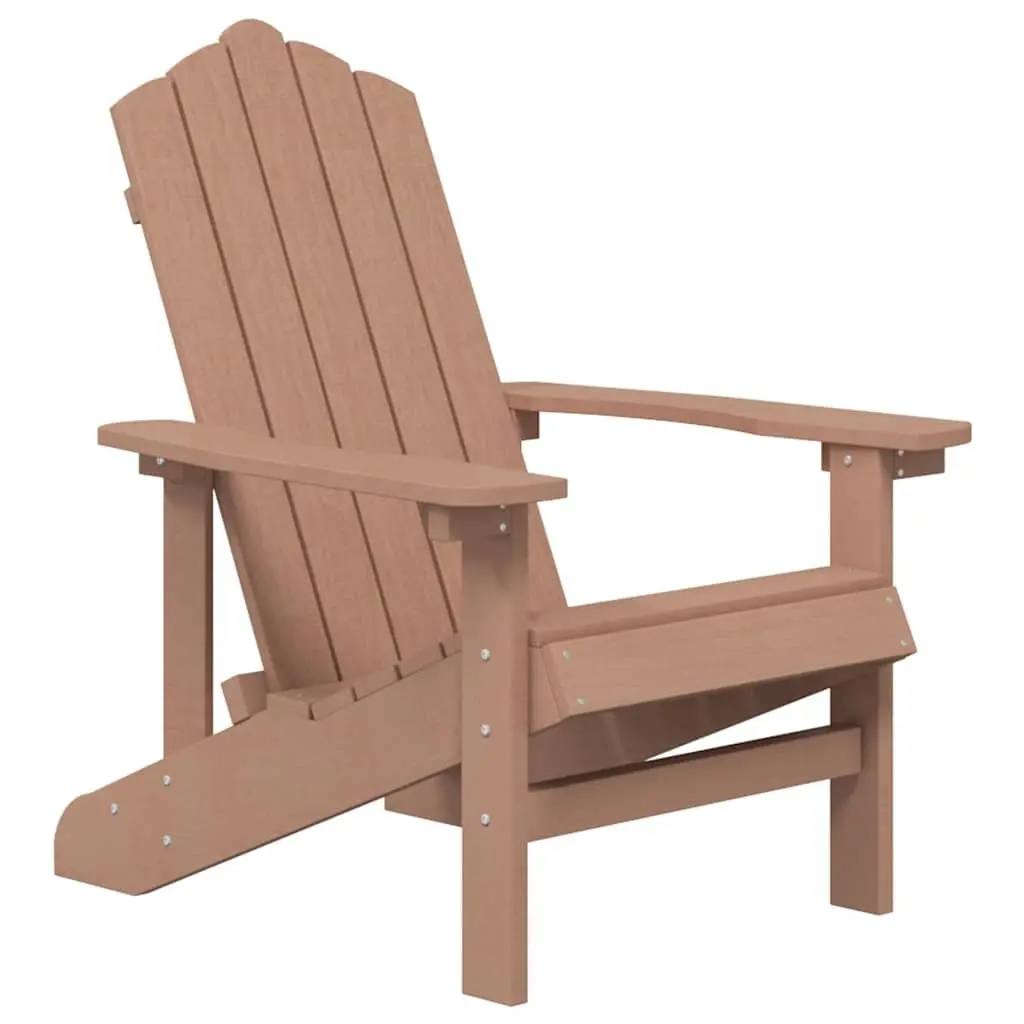 Adirondack Chair with Integrated Table Brown Weather Resistant HDPE Outdoor Seating