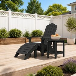 Garden Adirondack Chair with Footstool & Table Outdoor Seating Patio Furniture