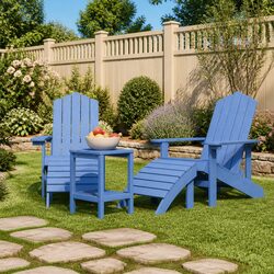 Outdoor Adirondack Chairs with Footstools and Side Table Garden Patio Seating