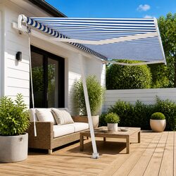 Enhance Your Outdoor Space with a Blue Retractable Awning 400x300cm