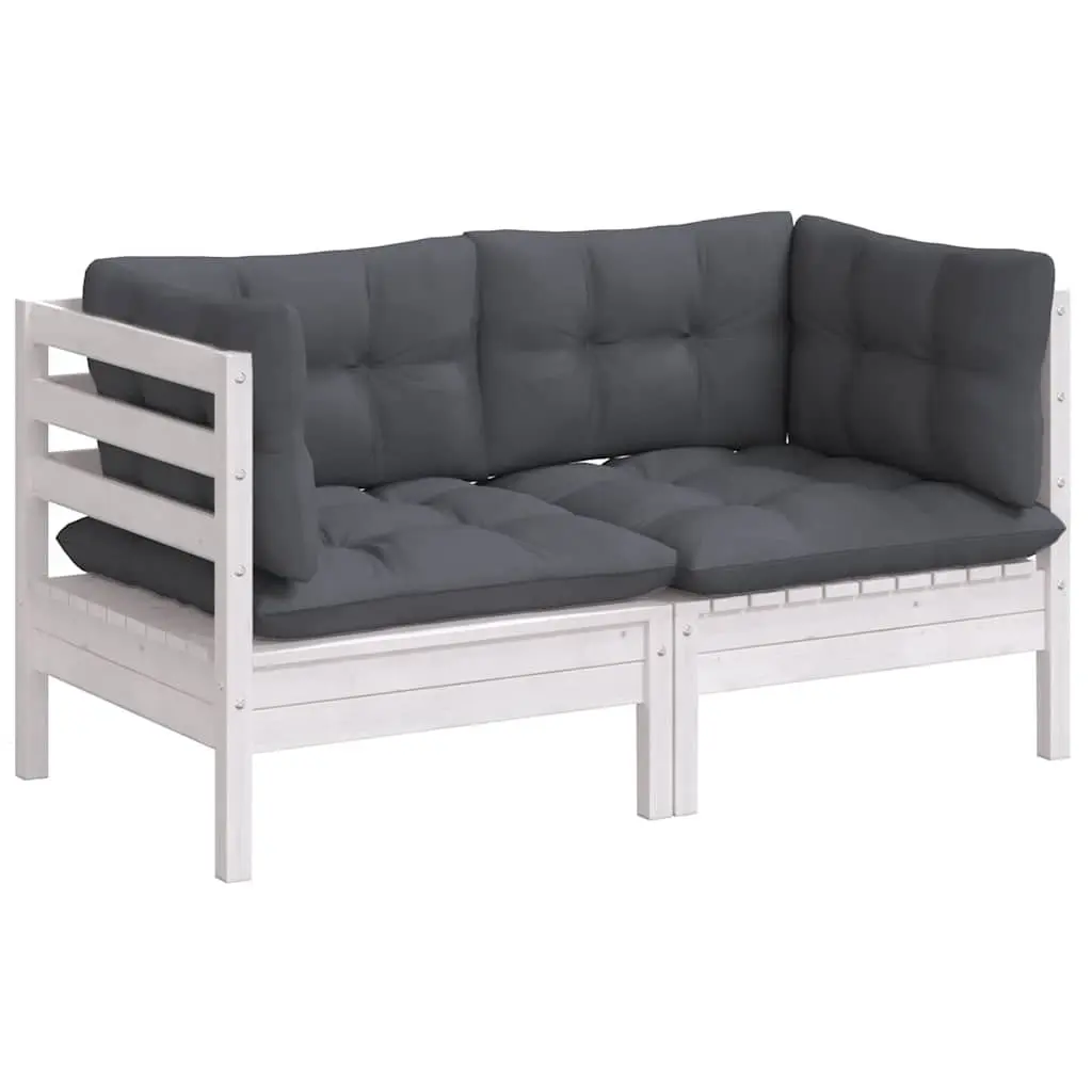 2-Seater Garden Sofa Pinewood Modular Lounge Seat with Cushions